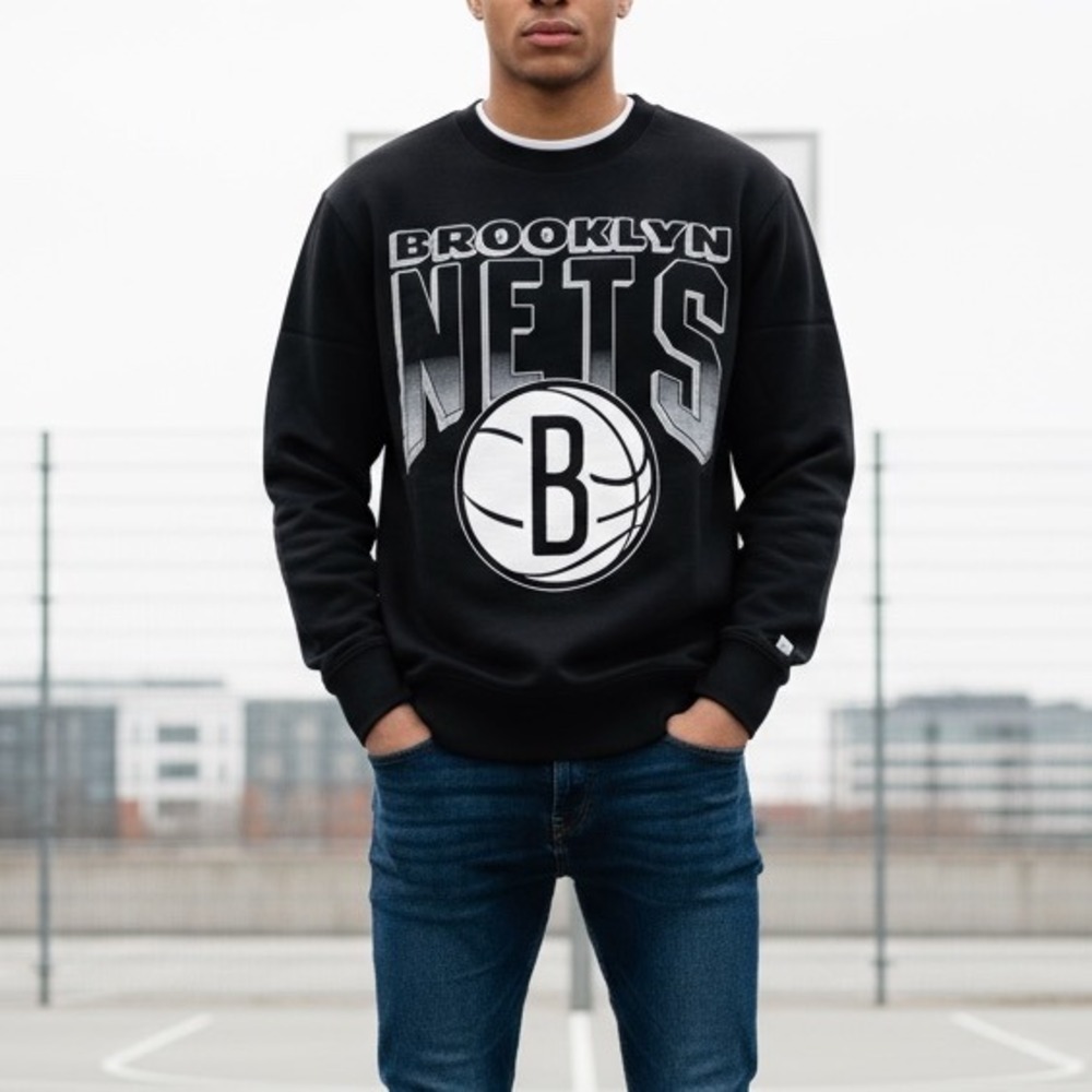 Tailgate Brooklyn Nets NBA Crew Neck Sweatshirt Black‎ Mens Size M